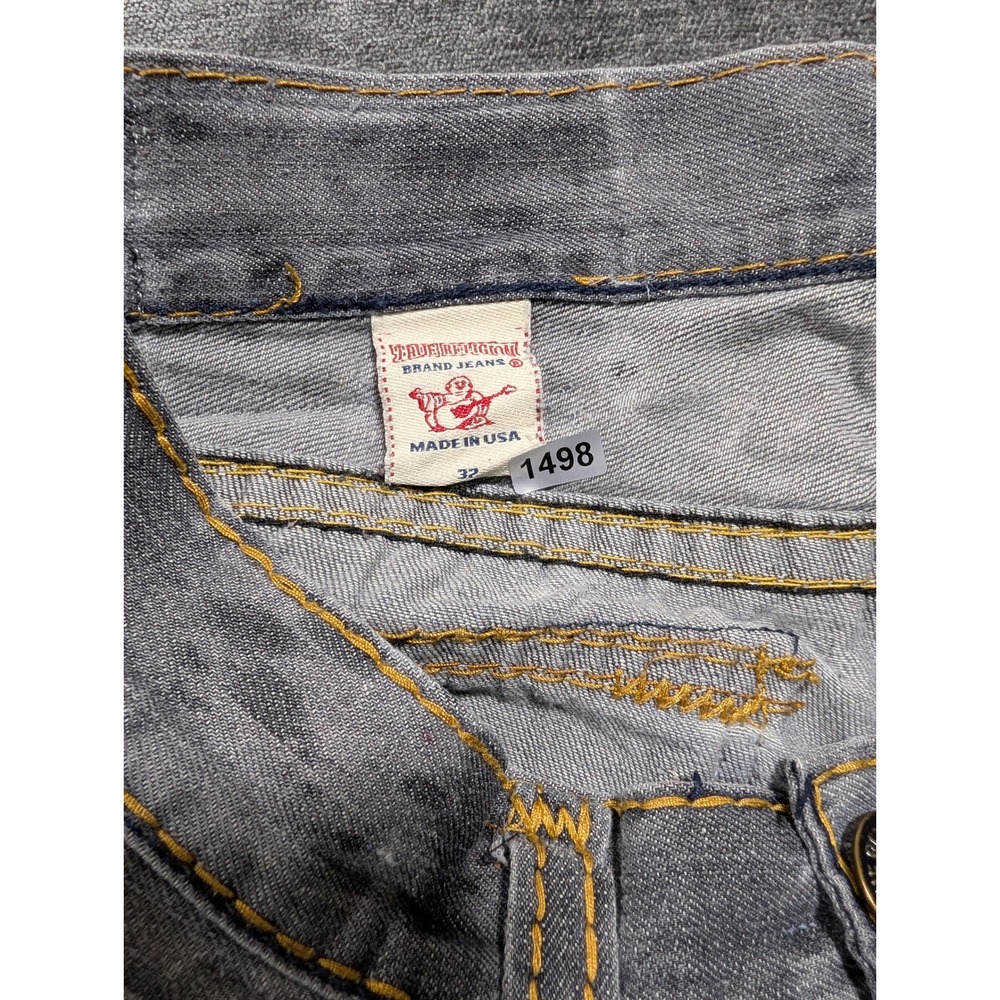 True Religion Geno Super T Grey Distressed Straight Leg Jeans Mens 32 USA Made - Picture 7 of 10